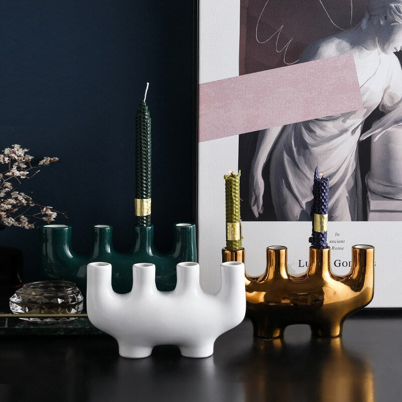 White Ceramic Candlestick