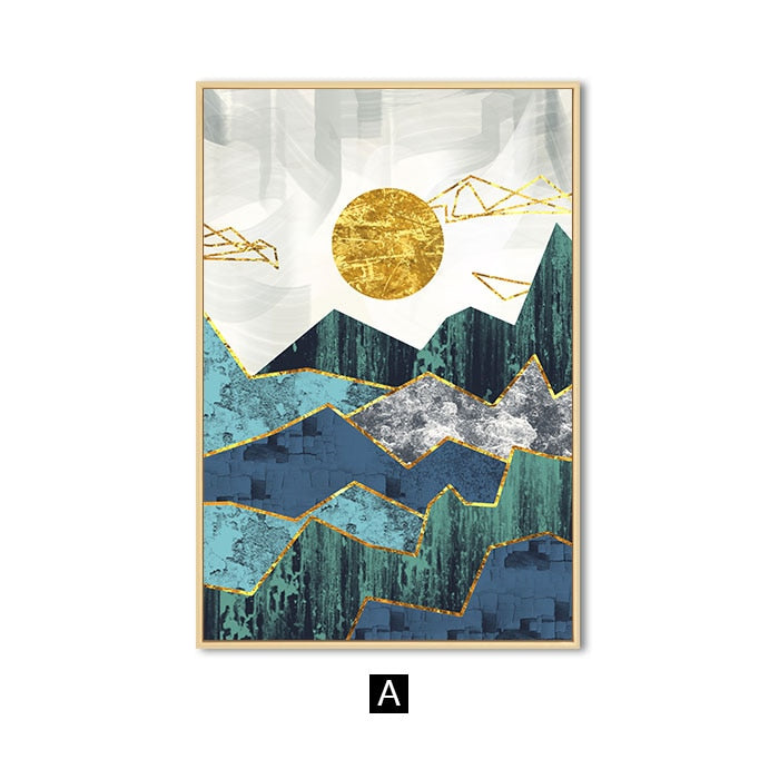 Canvas Painting Golden Sun Art Poster