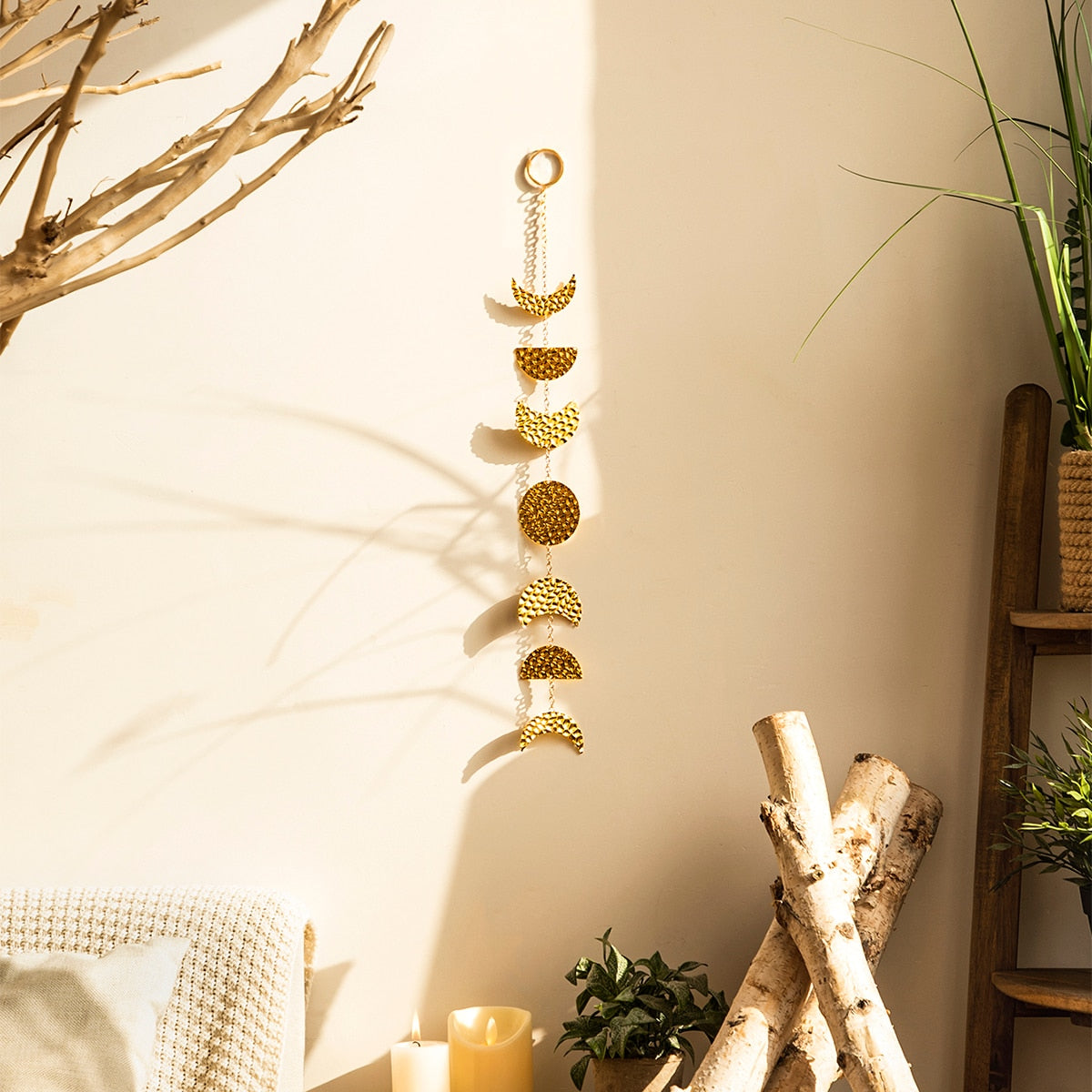Wall Hanging Boho Metal Moon Garland