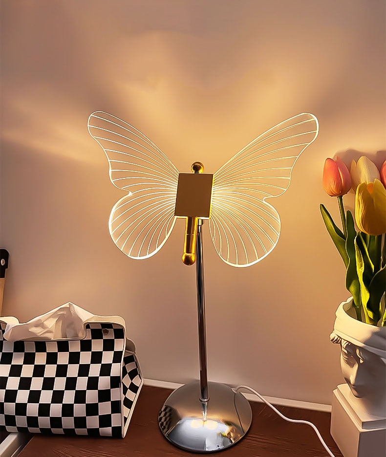 Gold Acrylic Butterfly LED Lamp