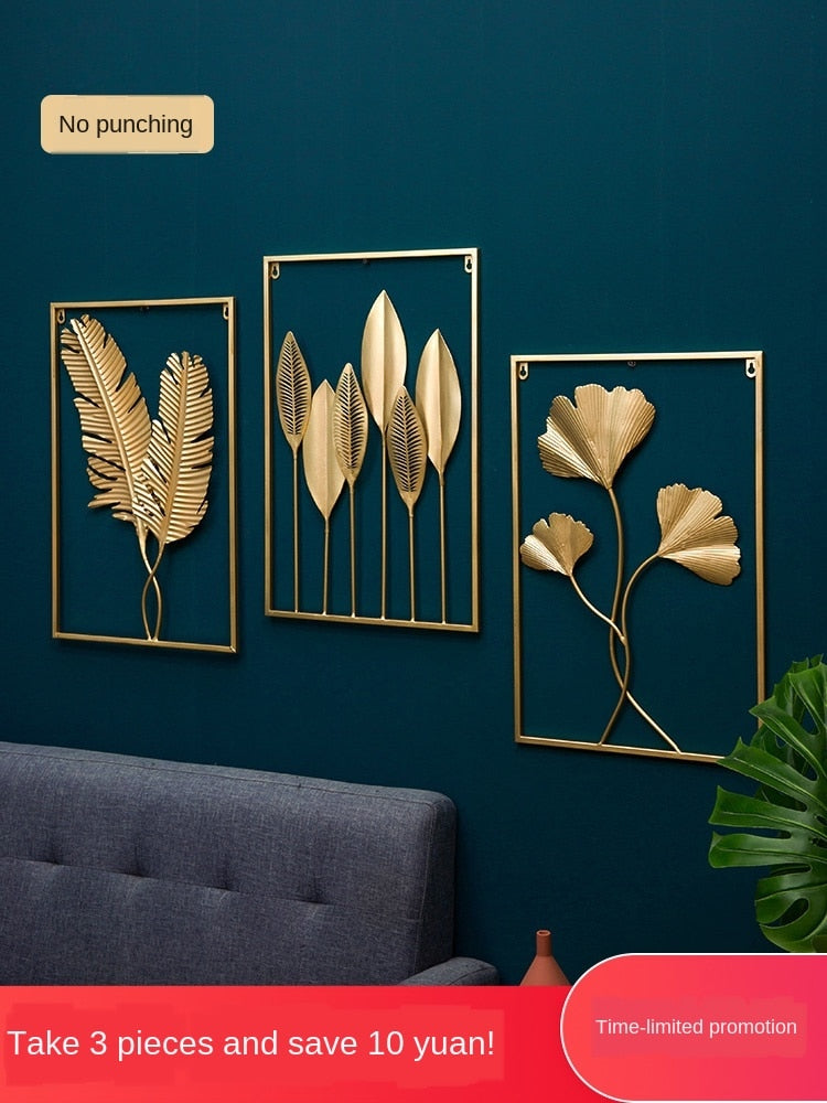 Nordic non-perforated metal wall decor