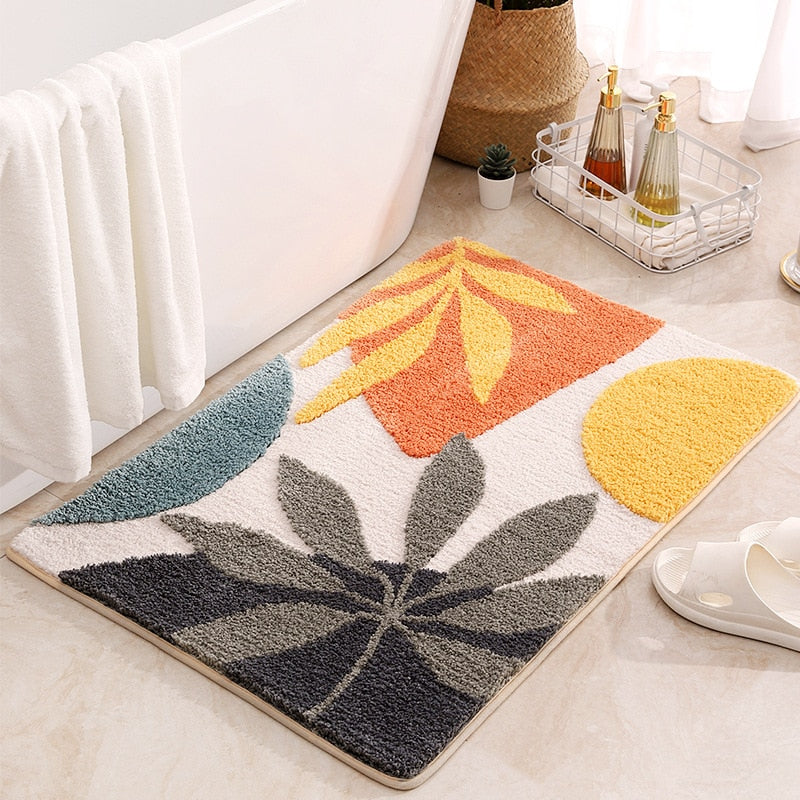 Inyahome Leaves Bathroom Rug