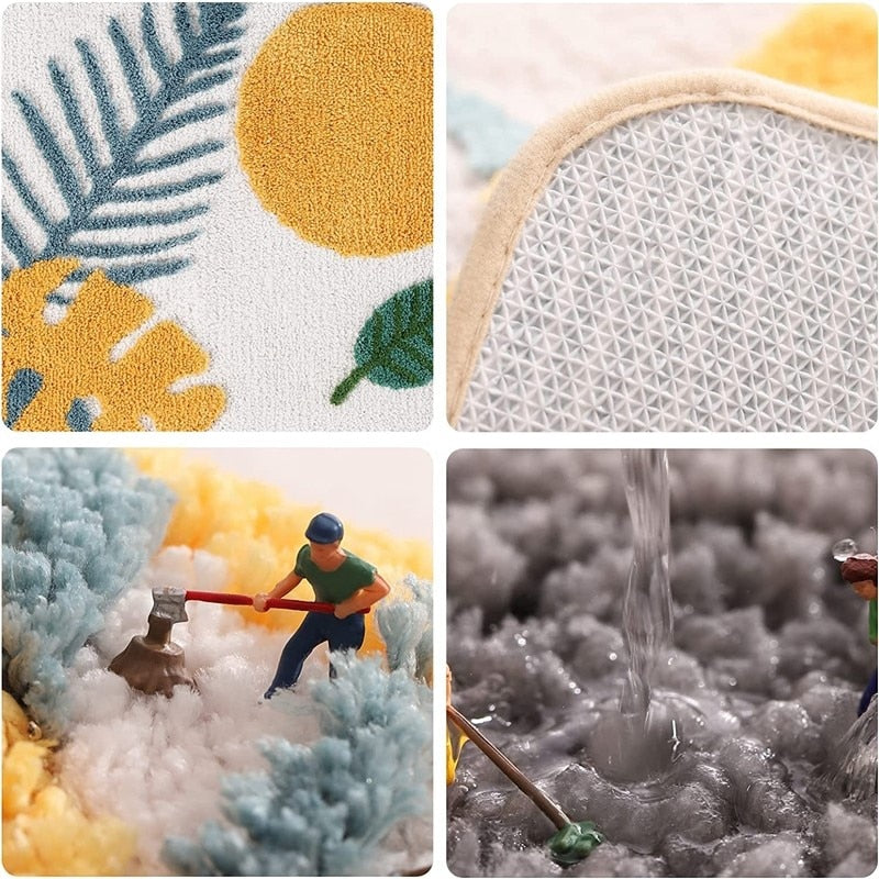Inyahome Leaves Bathroom Rug