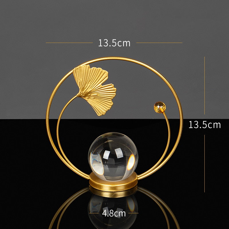 Iron Leaf Crystal Ball Metal Decoration