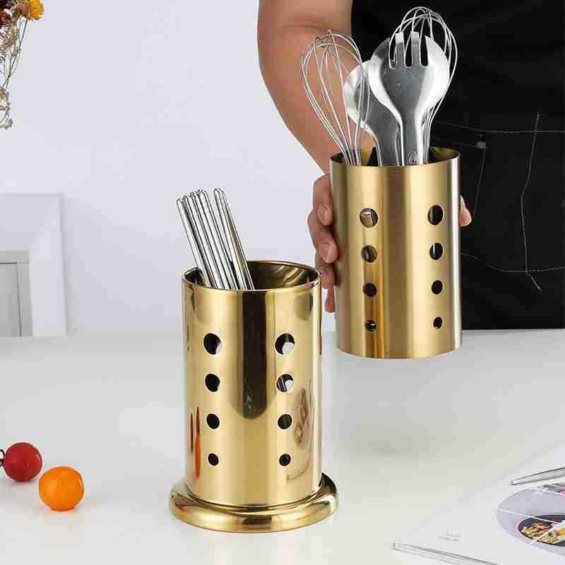 Stainless Steel Golden Chopstick Rack Basket