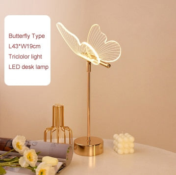 Gold Acrylic Butterfly LED Lamp