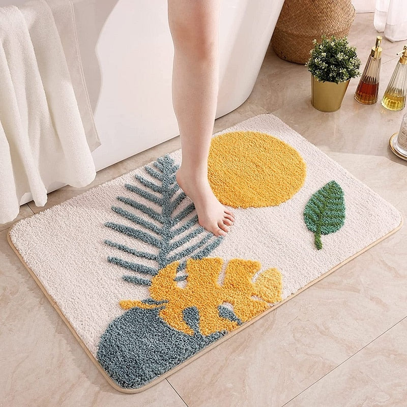 Inyahome Leaves Bathroom Rug