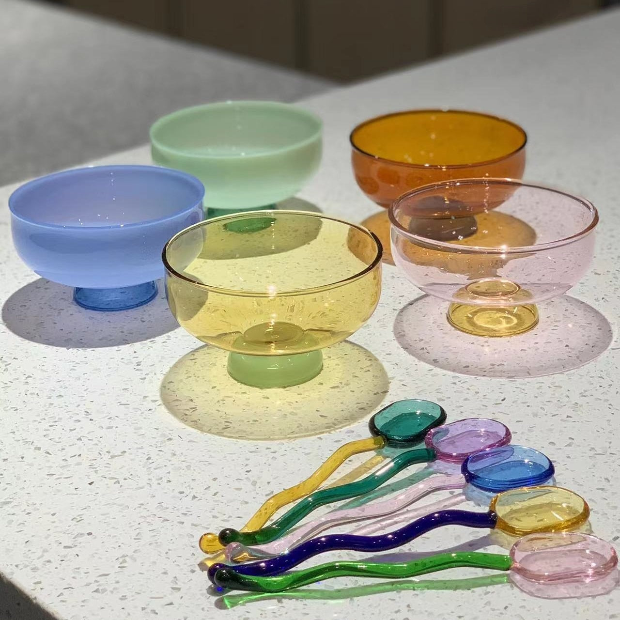 Colorful glass tableware soup bowl