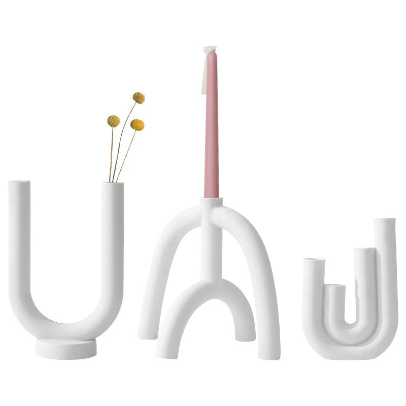 White Ceramic Candlestick
