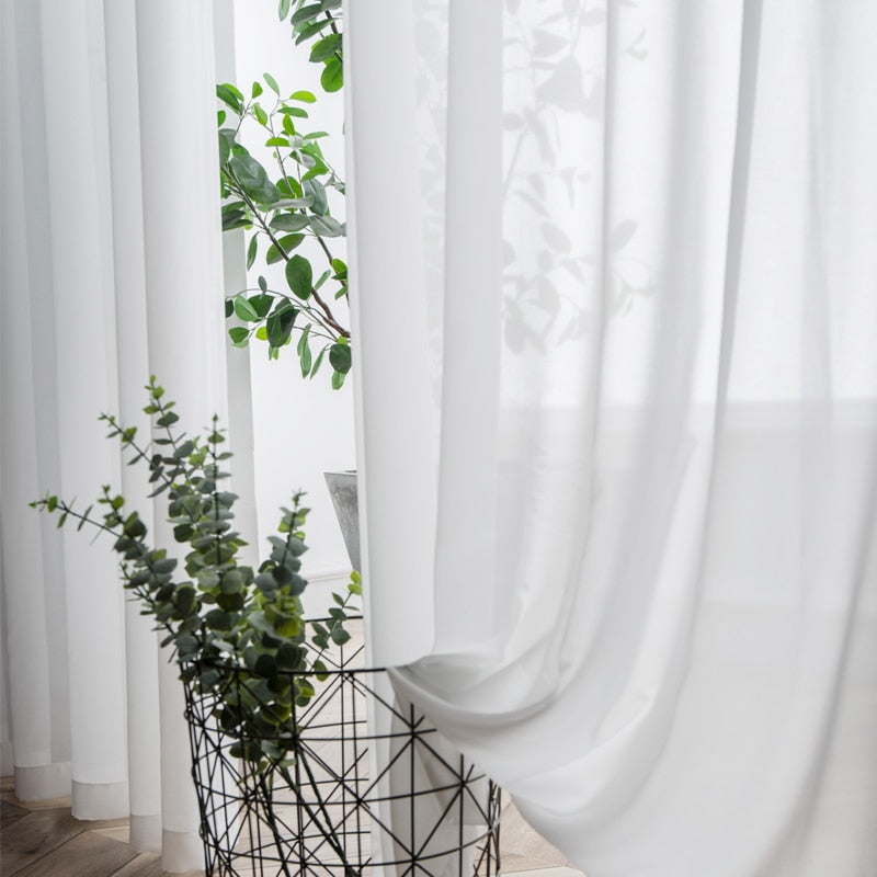 White Tulle Curtains for Living Room