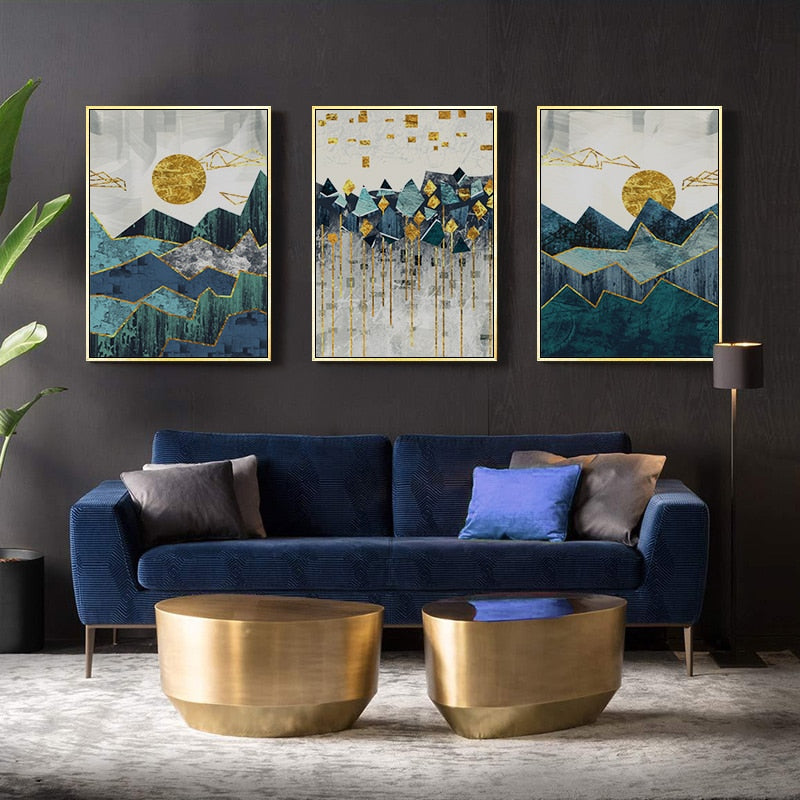 Canvas Painting Golden Sun Art Poster