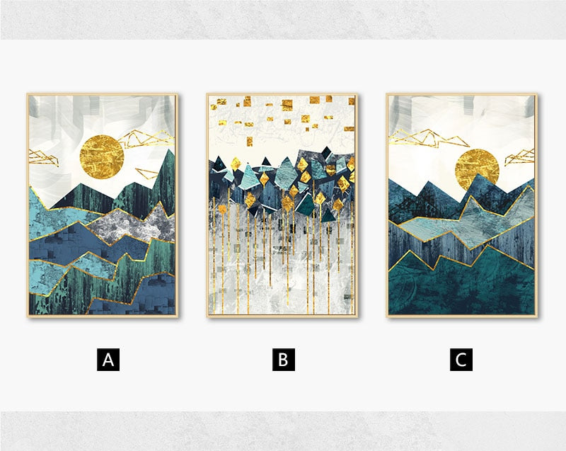 Canvas Painting Golden Sun Art Poster