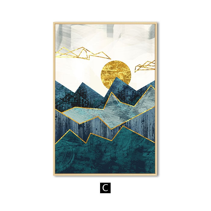 Canvas Painting Golden Sun Art Poster