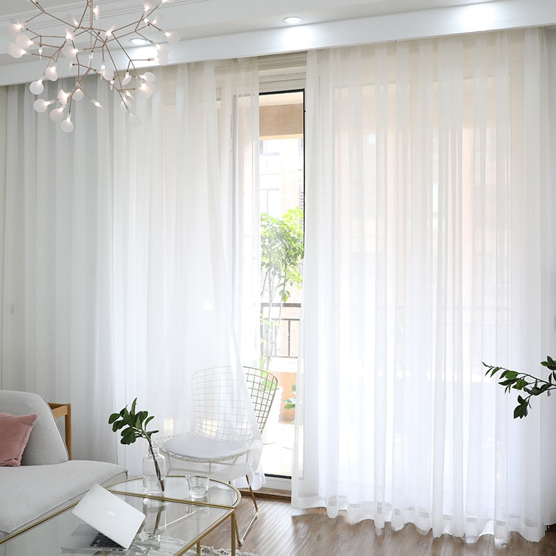 White Tulle Curtains for Living Room