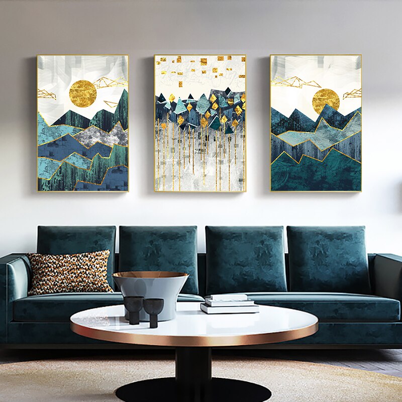 Canvas Painting Golden Sun Art Poster