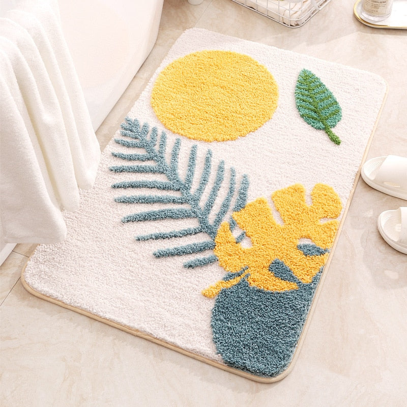 Inyahome Leaves Bathroom Rug