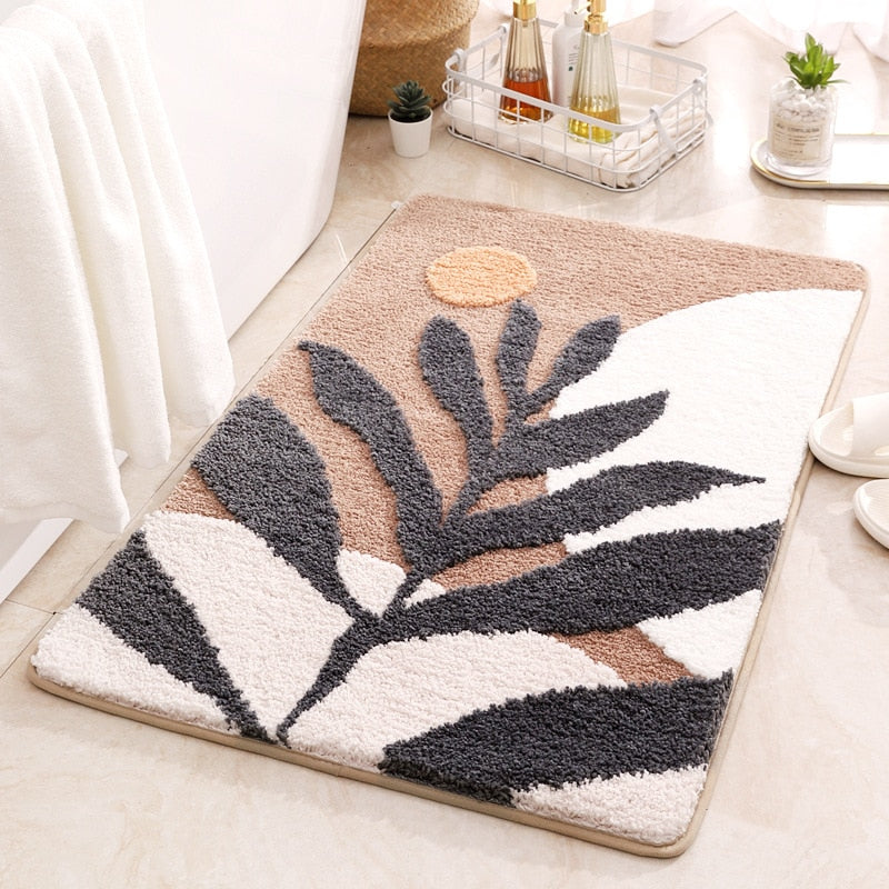 Inyahome Leaves Bathroom Rug