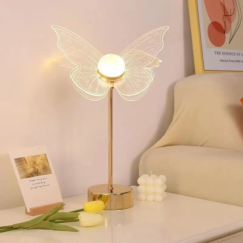 Gold Acrylic Butterfly LED Lamp