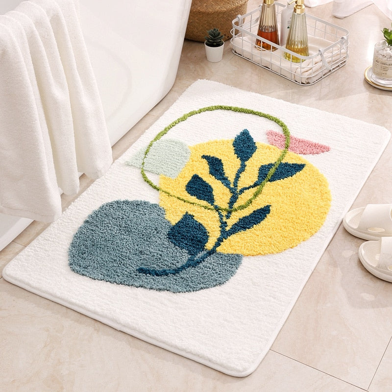 Inyahome Leaves Bathroom Rug