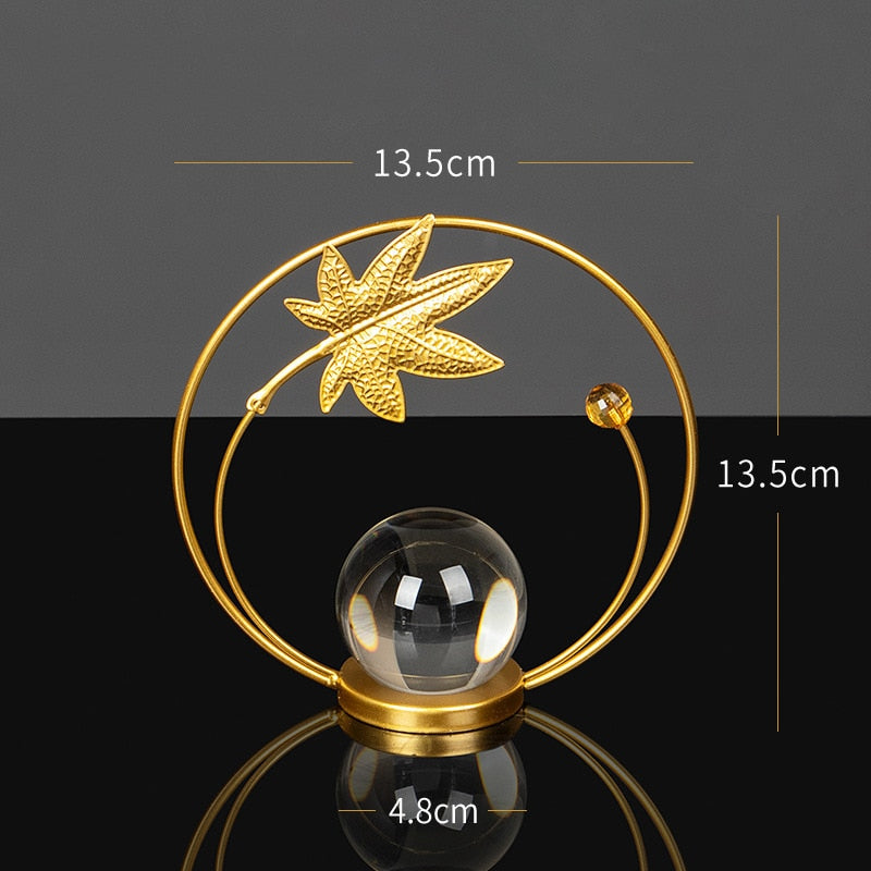Iron Leaf Crystal Ball Metal Decoration
