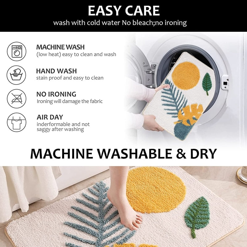 Inyahome Leaves Bathroom Rug