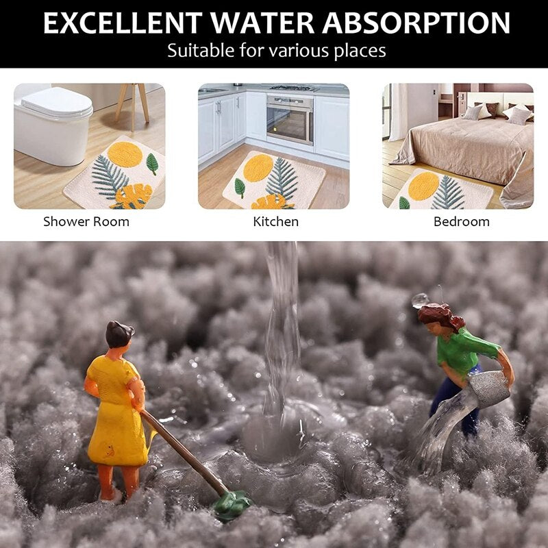 Inyahome Leaves Bathroom Rug