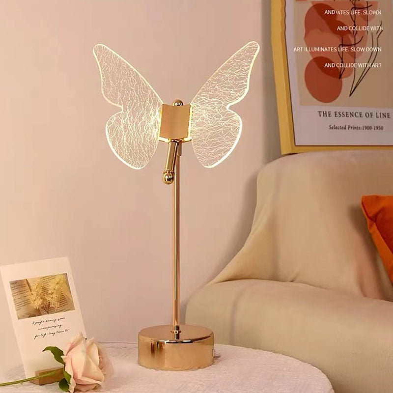 Gold Acrylic Butterfly LED Lamp