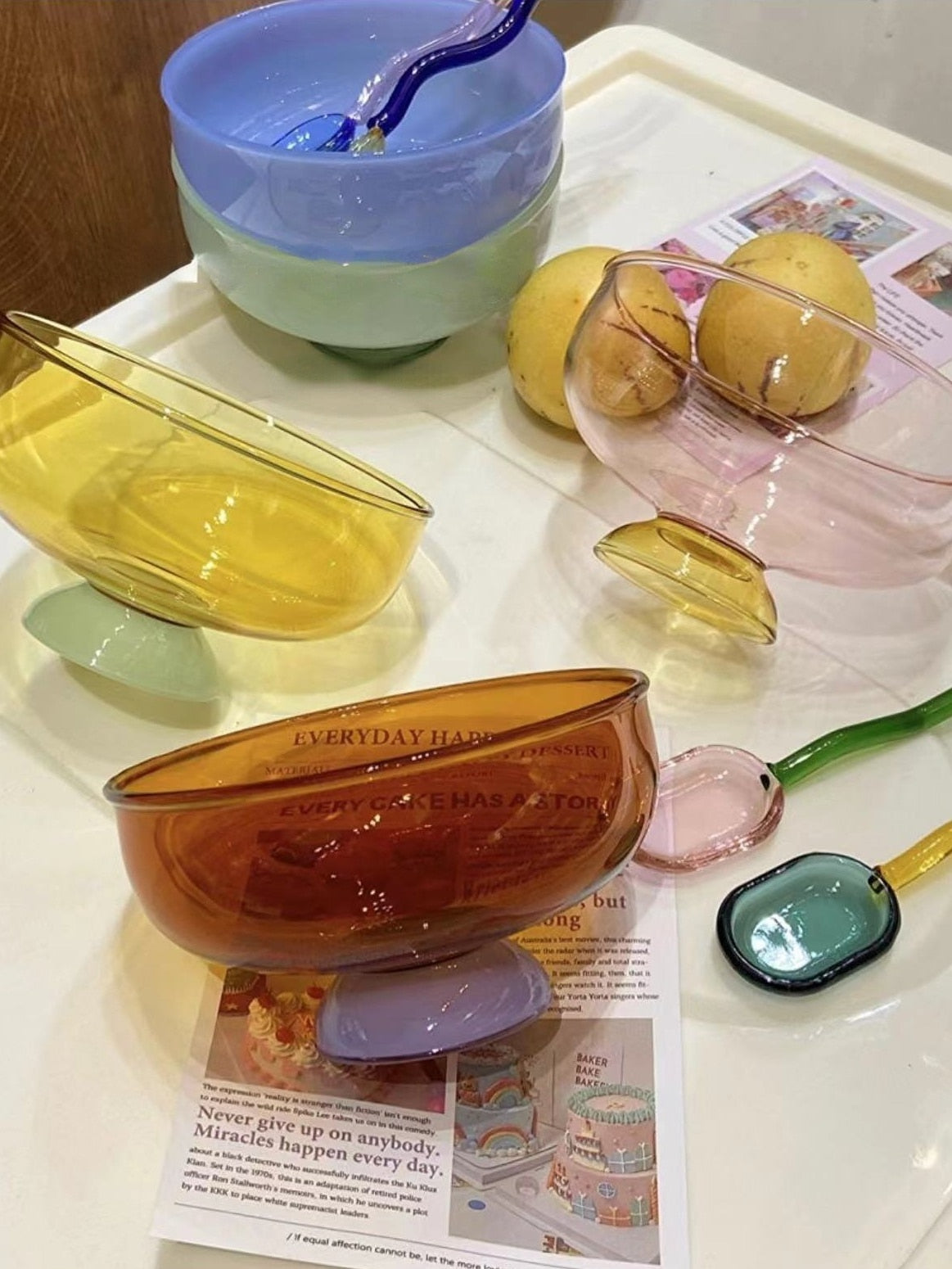 Colorful glass tableware soup bowl