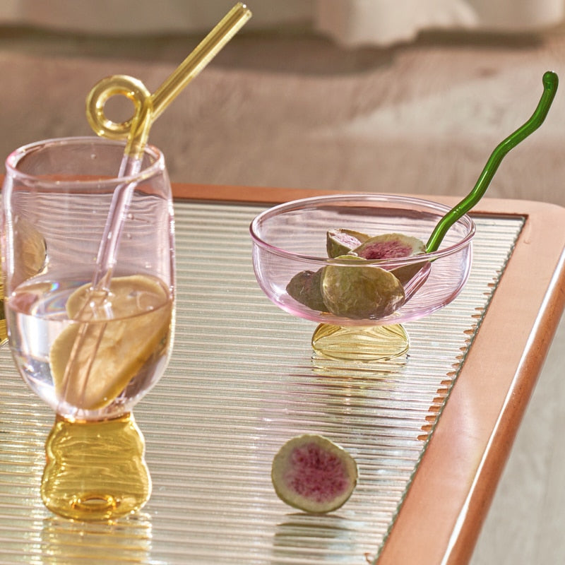 Colorful glass tableware soup bowl