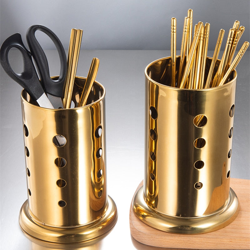 Stainless Steel Golden Chopstick Rack Basket