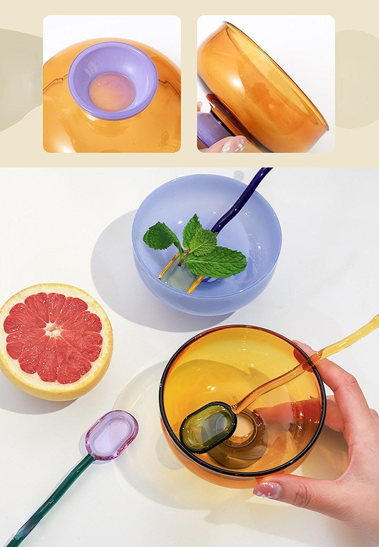 Colorful glass tableware soup bowl