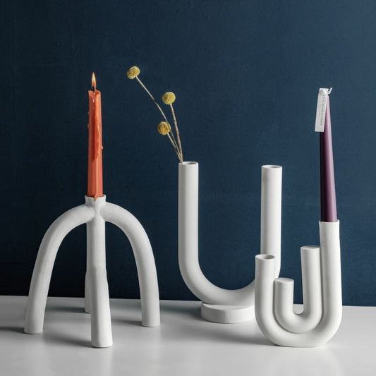 White Ceramic Candlestick