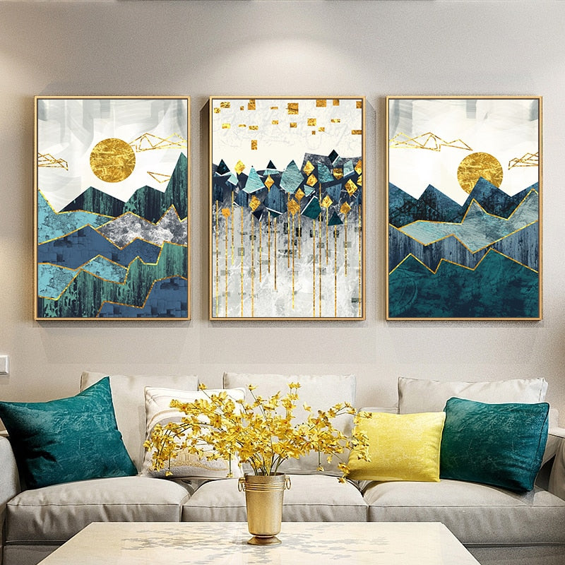 Canvas Painting Golden Sun Art Poster