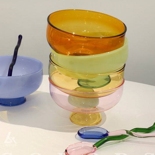 Colorful glass tableware soup bowl