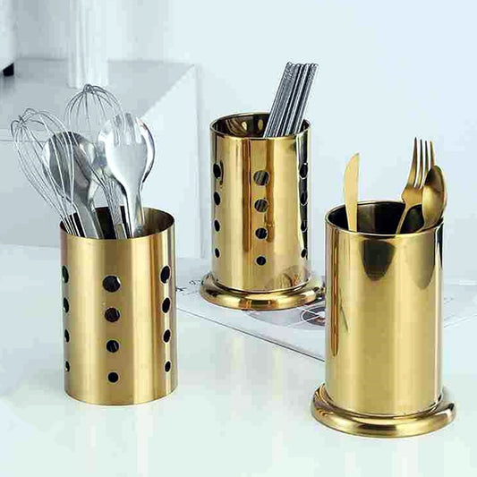 Stainless Steel Golden Chopstick Rack Basket