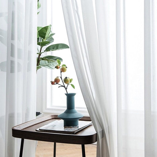 White Tulle Curtains for Living Room