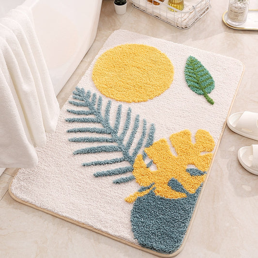 Inyahome Leaves Bathroom Rug